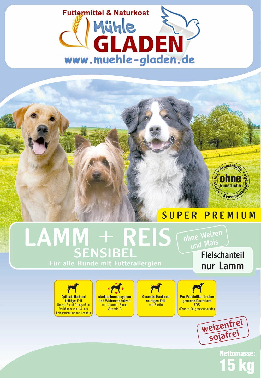 Gladen Lamm + Reis Sensibel 15kg 1 Gladen Lamm + Reis Sensibel 15kg